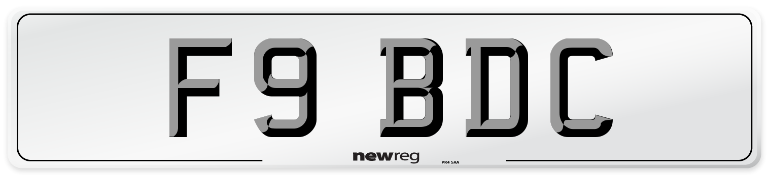 F9 BDC Number Plate from New Reg